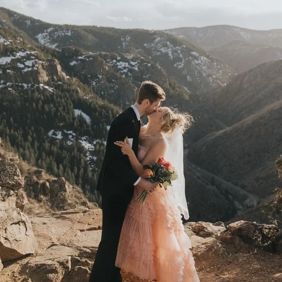 Mac Duggal Tiered Strapless Tulle A-Line High-Low Gown - Picture 2 of 6